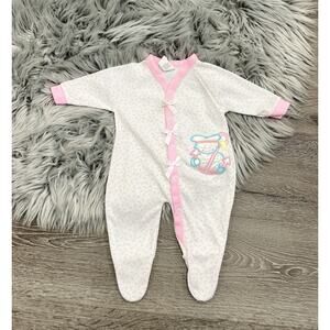 Vintage Teddy Bears Brand Baby Footed Snap Pajamas Size Small